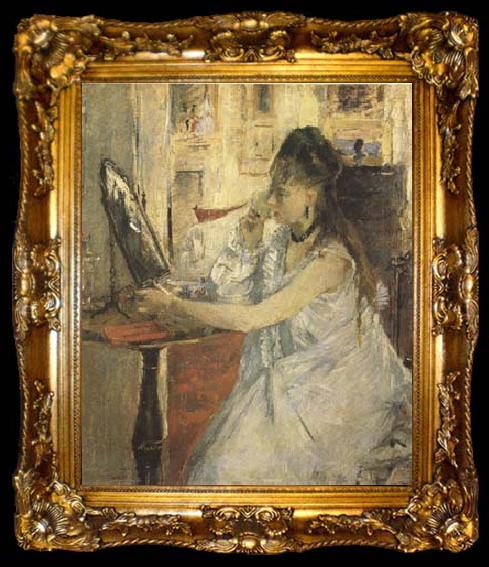 framed  Berthe Morisot Young Woman Powdering Herself (mk09), ta009-2
